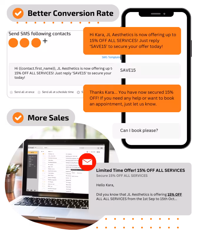 Utilise marketing automation to send campaigns across SMS, email, WhatsApp and your social media channels, to grow your business.
