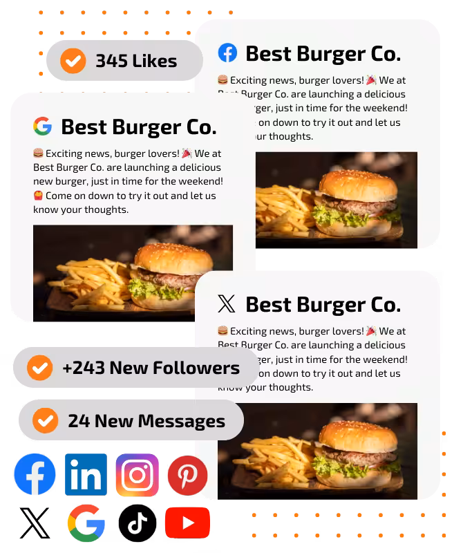 Post and schedule all your social media posts and videos, and run your own Meta Ad campaigns across Facebook and Instagram, all within the CRM.