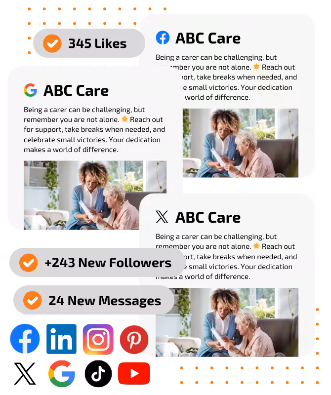 Post and schedule all your social media posts and videos, and run your own Meta Ad campaigns across Facebook and Instagram, all within the CRM.